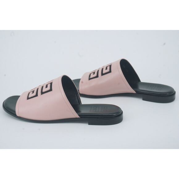 Givenchy 4G Pink Black Logo Flat Mule Slide Sandals SZ 36.5 NIB $825 - Picture 7 of 12
